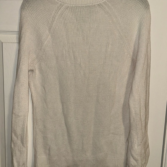 LOFT Cream Crewneck Sweater Soft Knit Raglan Sleeves - Picture 3 of 3